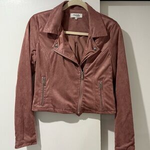 Charlotte Russe Mauve faux Suede moto Jacket